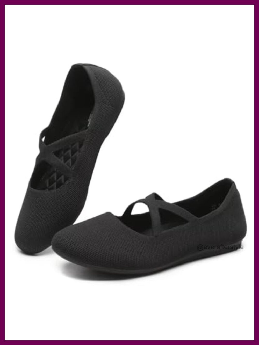 Women's Mary Jane Ballet Flats Round Toe Knit Cross Strap Slip On Shoes